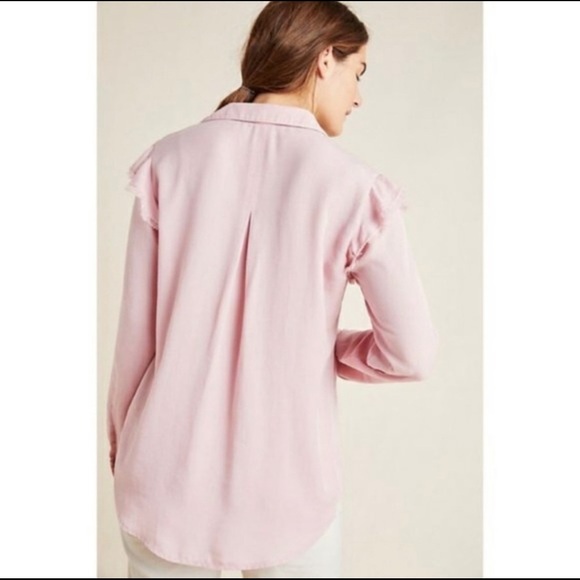 Anthropologie Cloth & Stone Pink Ruffled Shirt​ - Picture 2 of 10